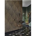 Casadeco|Papier peint style oriental et moderne, feuilles en éventail noir|Floral