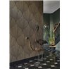 Casadeco|Oriental and modern wallpaper, black fan-shaped leaves|Floral