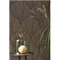 Casadeco|Papier peint style oriental et moderne, feuilles en éventail noir|Floral