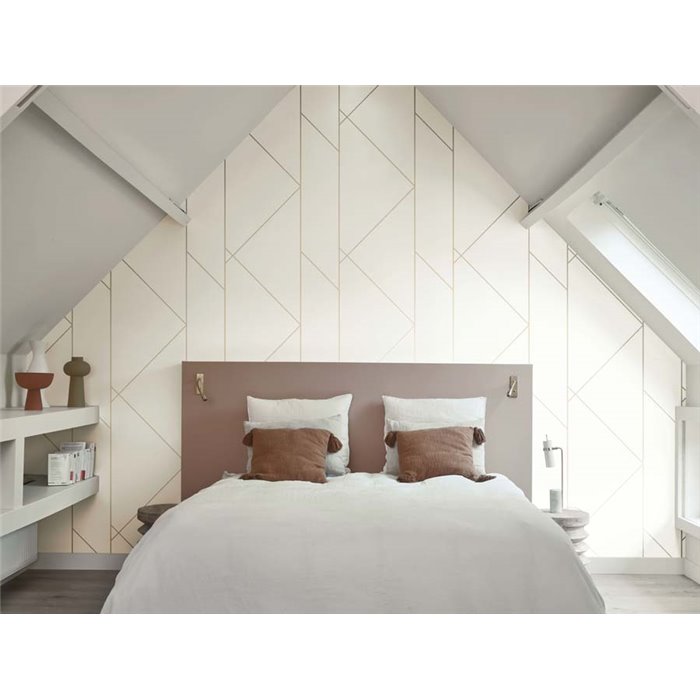 Casadeco|White geometric wallpaper for modern bedroom|Minimalist