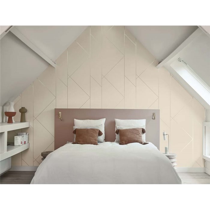 Casadeco|Modern beige and gold wallpaper with geometric shapes|Minimalist