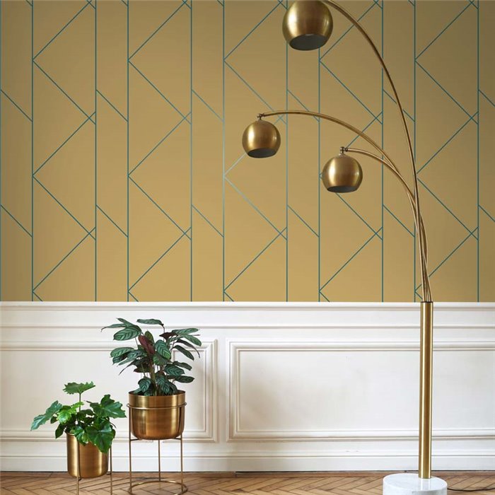 Papel pintado diseño moderno amarillo y azul - Casadeco Alchimie 89902967