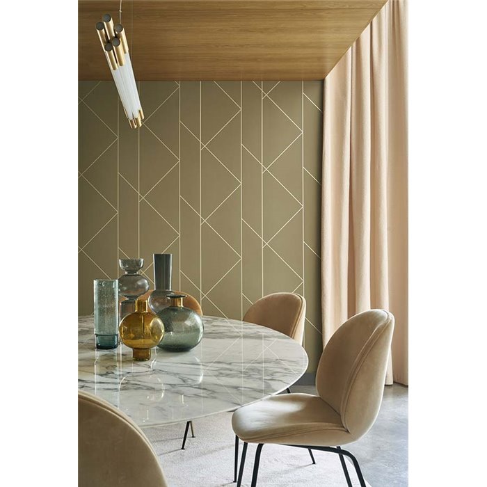 Casadeco|Papel pintado diseño moderno tonos verdes con patrón geométrico|Moderno