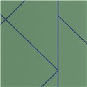 Casadeco|Green geometric wallpaper with bright blue graphic lines|Wallpaper