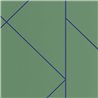 Papel pintado geométrico verde con líneas gráficas azul brillante - Casadeco Alchimie 89907622