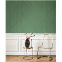 Casadeco|Green geometric wallpaper with bright blue graphic lines|Wallpaper