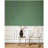 Papel pintado geométrico verde con líneas gráficas azul brillante - Casadeco Alchimie 89907622