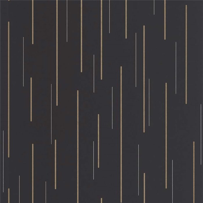 Casadeco|Papel pintado estilo moderno negro con rayas brillantes en oro|Moderno