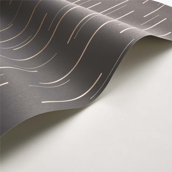 Casadeco|Papel pintado estilo moderno negro con rayas brillantes en oro|Moderno