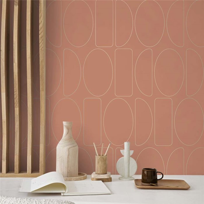 Casadeco|Geometric design wallpaper in orange|Modern