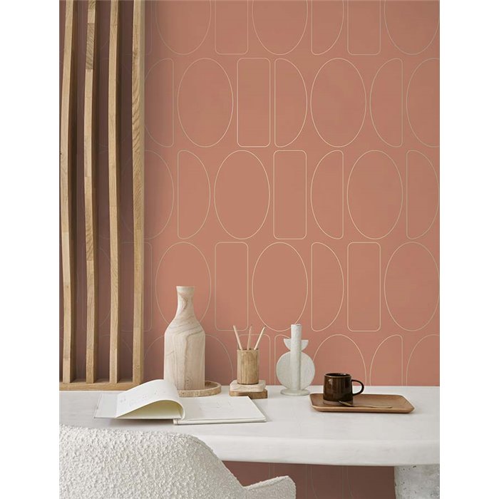 Casadeco|Geometric design wallpaper in orange|Modern