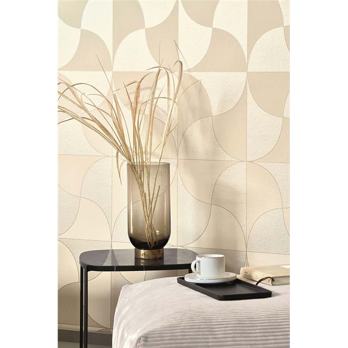 Casadeco|Beige Art-Déco-Tapete für elegantes Wohnzimmer|Art Deco