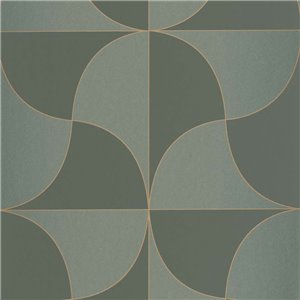 Caselio|Art Deco green and gold geometric wallpaper|Art Deco