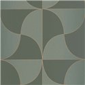 Casadeco|Papel pintado estilo Art Deco verde con formas de elipses|Art Deco