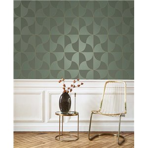 Papeldecor|Papier peint formes géométriques vert et beige|Géométrique 2