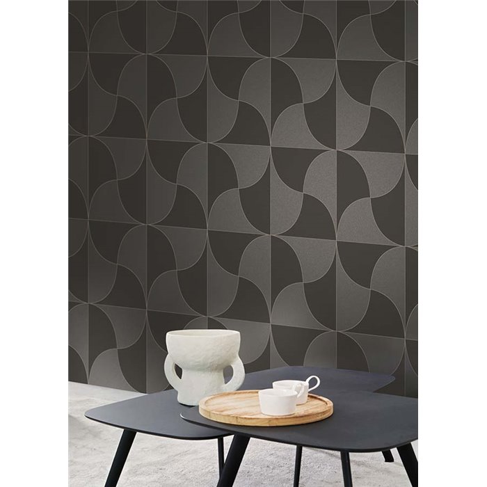 Papel pintado moderno diseño Art Deco tonos gris y negro - Casadeco Alchimie 89939336