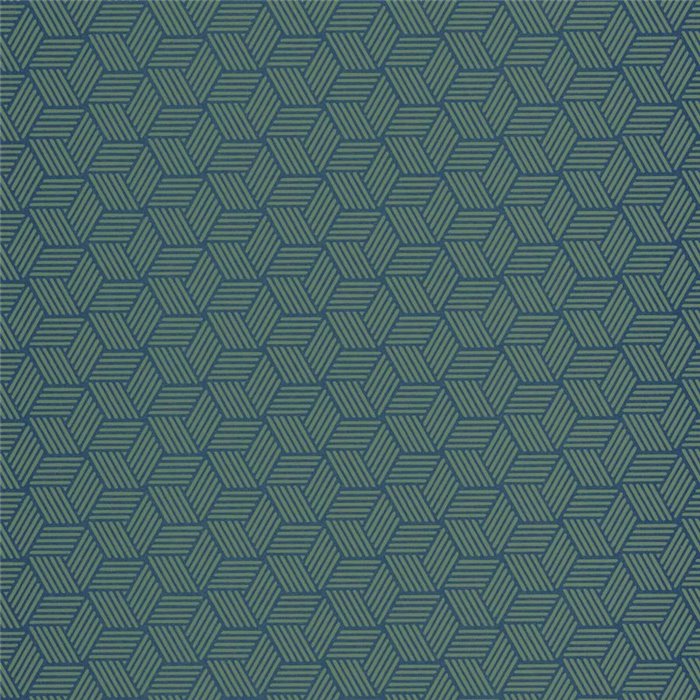 Casadeco|Papel pintado geométrico cubos isométricos azul y verde|Efecto 3d