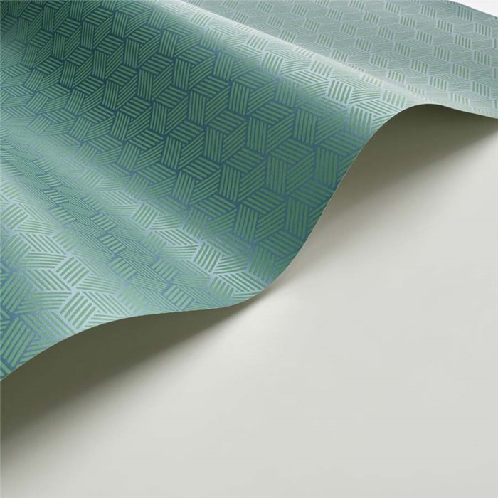 Casadeco|Papier peint géométrique cubes isométriques bleu et vert|Effet 3D