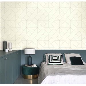 Casadeco|Modern beige and gold wallpaper with geometric shapes|Minimalist 2