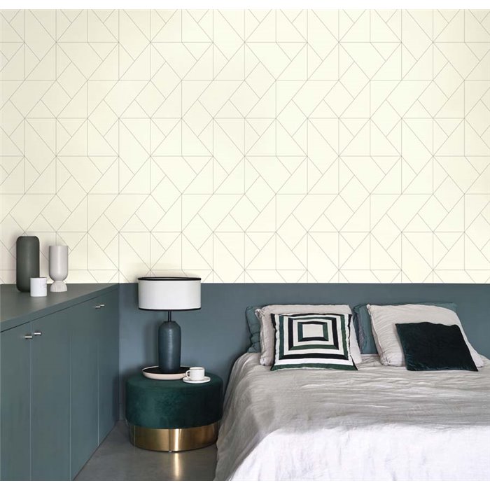 Casadeco|Papier peint géométrique blanc crème design minimaliste|Minimaliste