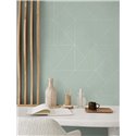 Papel pintado minimalista verde agua, patrón geométrico de diamantes - Casadeco Alchimie 89957247
