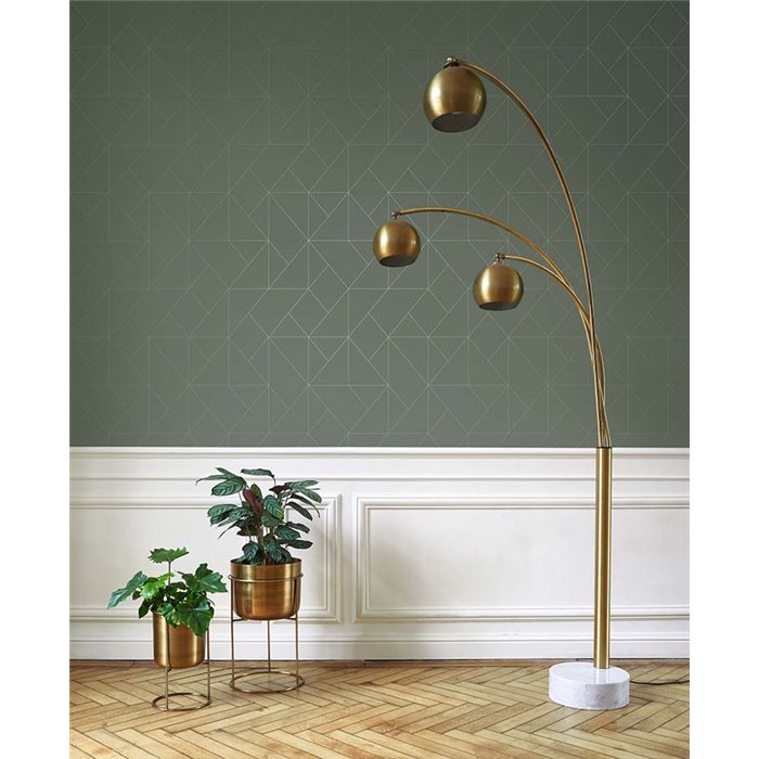 Casadeco|Papier peint design moderne vert avec formes géométriques en losange|Papier Peint