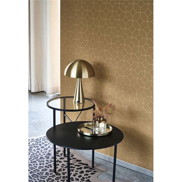 Casadeco|Papel pintado tridimensional, polígonos geométricos marrón|Papel Pintado