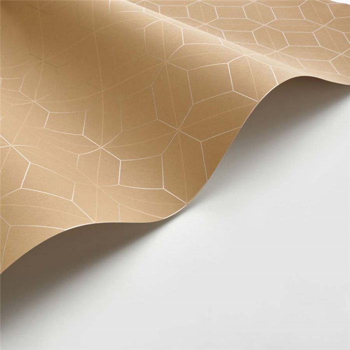 Casadeco|Papier peint tridimensionnel, polygones géométriques marron|Papier Peint
