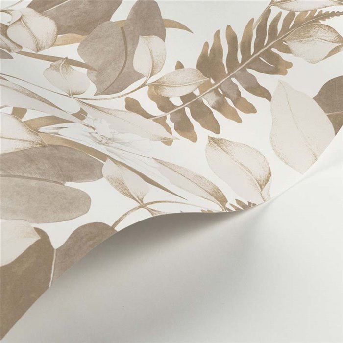 Casadeco|Wallpaper with white and beige lilies for bedroom|Floral
