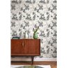 Casadeco|Oriental floral wallpaper with blue and white Asian lilies|Floral