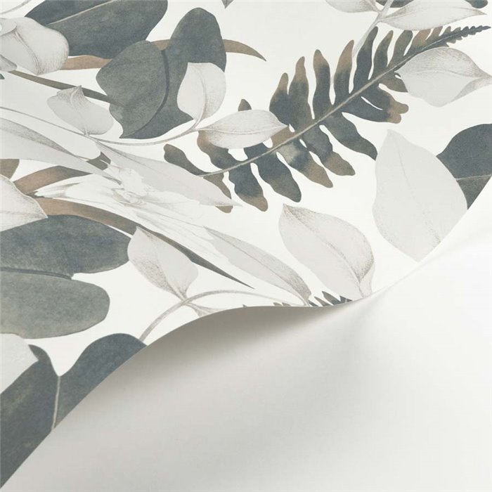 Papel pintado floral estilo oriental, lirios asiáticos azul y blanco - Casadeco Soliflore 200266666