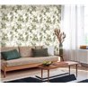 Casadeco|Orientalische Tapete mit irisierenden asiatischen Lilien in Weiß und Grün|Blumen