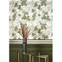 Casadeco|Orientalische Tapete mit irisierenden asiatischen Lilien in Weiß und Grün|Blumen