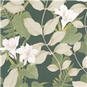 Casadeco|Papier peint floral vert avec motif de lys asiatiques|Floral