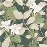 Casadeco|Green floral wallpaper with Asian lily pattern|Floral