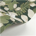 Casadeco|Green floral wallpaper with Asian lily pattern|Floral