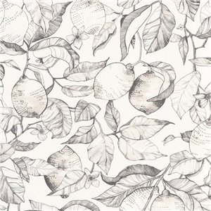 Casadeco|Papier peint floral avec citronnier en fleurs vert|Floral