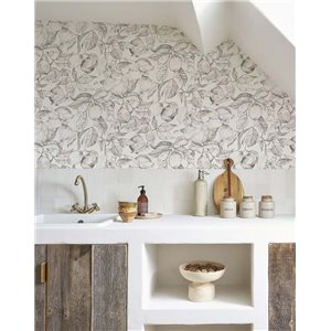 Casadeco|Floral wallpaper with blooming lemon tree in green|Floral 2