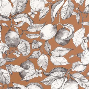Casadeco|English-style beige floral wallpaper with heraldic shield motif|Floral