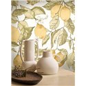 Casadeco|Papier peint floral avec citrons, idéal pour cuisine|Floral
