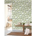 Casadeco|Floral wallpaper with blooming lemon tree in green|Floral