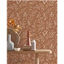 Casadeco|Orange wild countryside flower wallpaper|Floral