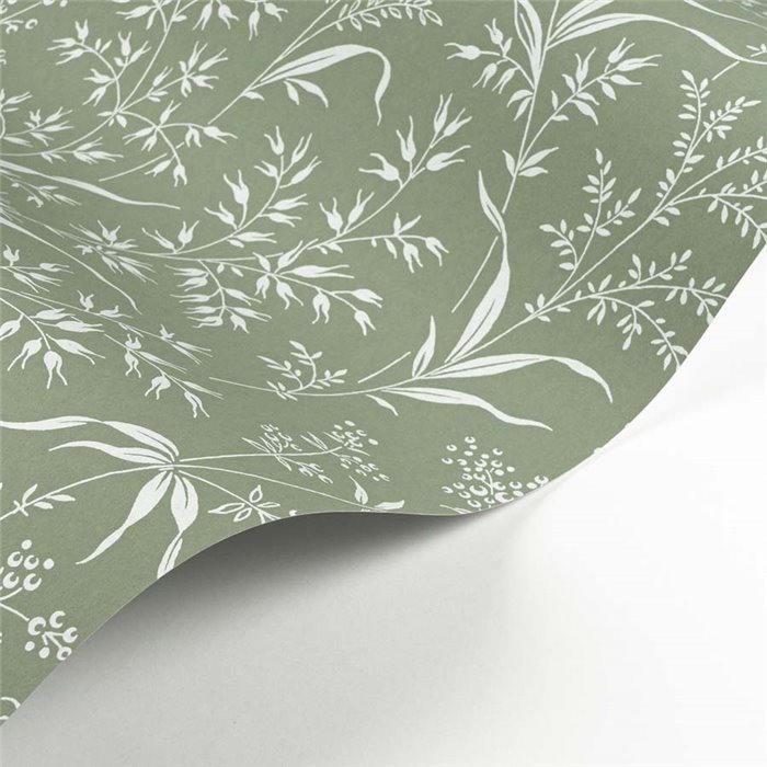 Casadeco|Green background wild flower wallpaper|Floral
