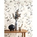 Casadeco|Watercolor wallpaper with white cotton flowers|Floral