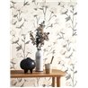 Casadeco|Watercolor wallpaper with white cotton flowers|Floral