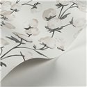 Casadeco|Watercolor wallpaper with white cotton flowers|Floral