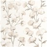 Casadeco|Papel pintado romántico flores de algodón blanco|Floral