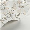 Casadeco|Papel pintado romántico flores de algodón blanco|Floral