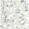 Casadeco|Florale Tapete fürs Schlafzimmer mit pastellblauen Baumwollblüten|Blumen