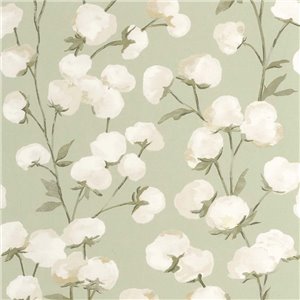 Casadeco|Japanese style floral wallpaper with bluish gray magnolias|Floral